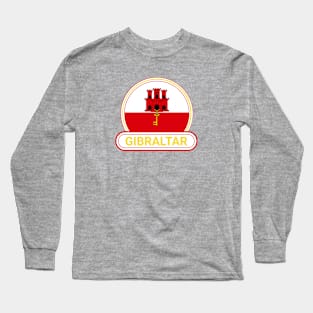 Gibraltar Country Badge - Gibraltar Flag Long Sleeve T-Shirt